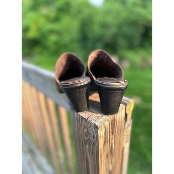Clarks Bendables Wedge Heel Clog Brown Leather Womens Size 7.5 M - Picture 11 of 12